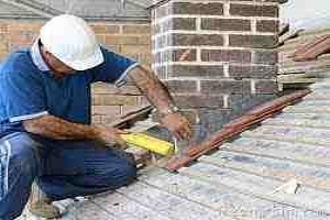 Chimney stacks repairs to leaking tiled roof